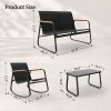 [Rocking Chair Set] WR314-1+3 Teslin Armrest Rocking Chair Set in Gray, Black & Brown, Teslin Rocking Chair Table and Chair 4pcs Set