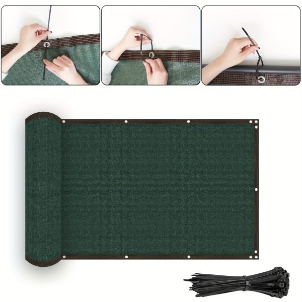 product-fancy-a098087b-8ec6-4b9a-9f90-cf79e779c6b0 Dark Green Privacy Screen for Balconies, Designed to Shield Against And Sun, Featuring Eyelets for Easy Installation. Ideal for Decks, Patios, Backyards, Pools, And Porches (1pc)
