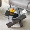 product-fancy-a0a2e975-a216-491c-92d4-37017db8bde8 Modern Round Glass Coffee Table 33.4", Clear Tempered Glass Top with White Patterned MDF Legs, Stable Load Bearing 130 Lbs, Unique Contemporary Center Table for Living Room, Dining Room, Apartment, Easy Assembly In 10-15 Minutes.