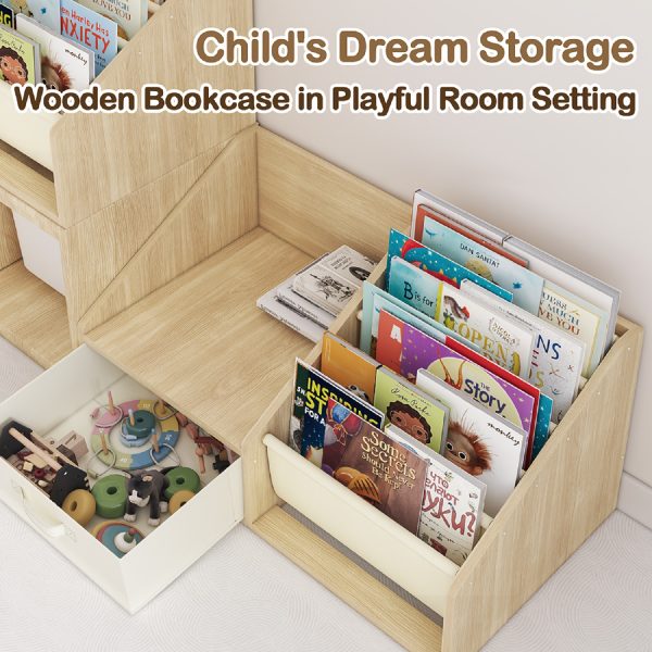 product-fancy-a0aa2b1c-c446-40ac-a929-efb2353c8ac2 ! 5-Pocket Fabric Toddler Bookshelf + Drawer, Easy Assembly, Nursery & Playroom Reading Corner Storage Must-Have, Limited Time Offer