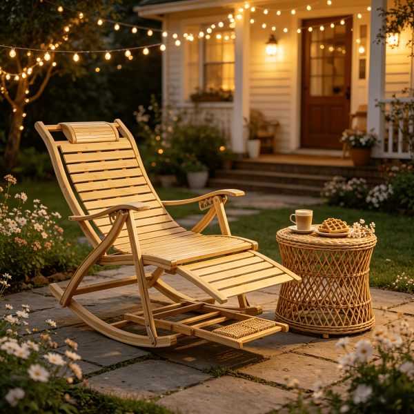 product-fancy-a0addab5-91bf-4206-97a5-c77abd1cb91c AESOME Loungers Deck Chair Wood Foldable Recliner Zero Gravity Chairs Bamboo Rocking Chair Ergonomic Design High Back Chaise Garden Outdoor Sun Lounge with Footrest for Patio Pool Sauna Sunbed