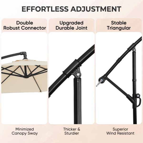 product-fancy-a0d297cc-5e55-4806-acb7-2502136bdb71 10-Foot Patio Offset Umbrella with a Base, Cantilever Design, Featuring a Crank And Cross Bases, Suitable for Outdoor Use, Heavy-Duty Construction, Includes Push Button Tilt, Perfect for Christmas And Halloween