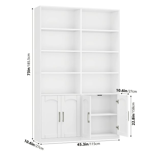 product-fancy-a11137c5-f2e3-4595-9191-4fdb93be25c5 FULTRU Bookshelf And Bookcase with Doors, 6 Tier Double Wide Large Bookshelves, Open Display Shelves, 73'' Tall Bookshelf with Storage Cabinets for Home Office, Living Room, Library, White
