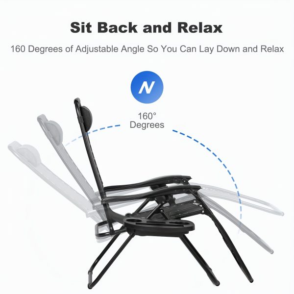 product-fancy-a123fa40-2d8a-49c3-a3c5-940d4852a2ce Set Of 2 Adjustable Relaxing Chairs, Zero Gravity Recliners With Cup Holder, For Patio, Lawn, Garden, And Beach