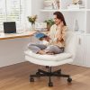 product-fancy-a12863f6-28d7-41ad-94de-f09db65799b3 27" W Criss Cross Chair With Wheels, Cross Legged Office Chair, Comfy Vanity Chairs With Wheels And Back, Swivel Armless Office Chairs, 2-Layer Cushion, Height Adjustable, Home Office