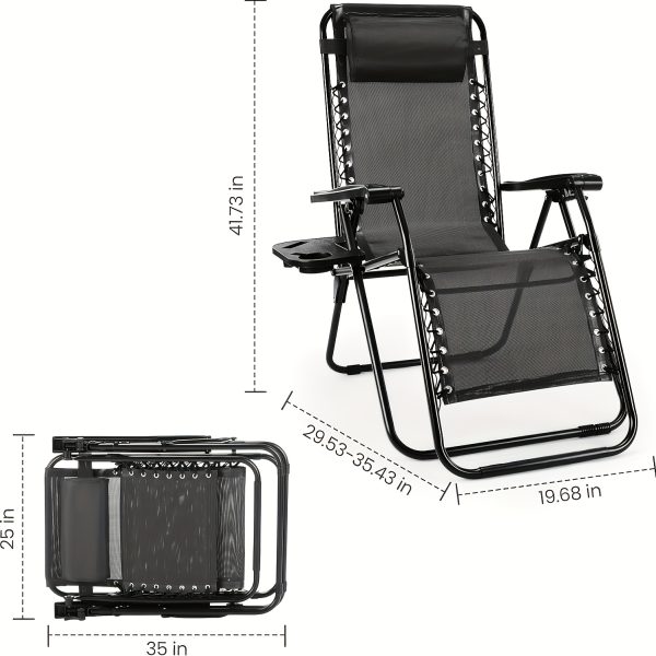 [Portable Foldable Chair] 4pcs Zero Gravity Lounge Chairs, Foldable Reclining Outdoor Chair with Pillow And Cup Holder, Space-Saving Portable Zero Gravity Chair for Patio, Poolside, Beach, Grassland, Camping