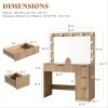 product-fancy-a17eefd0-601f-47ae-af5c-e67a89a25b8c ALBOTT Fluted Vanity Desk With Large Mirror, Adjustable LED Lights, Glass Top, Charging Station And 4 Or 7 Drawers Makeup Table For Women And Girls, Suitable For Home Use