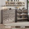 product-fancy-a181aa34-69b9-41ea-8ce2-d2e22632c022 Washed Gray Shoe Storage Cabinet with 6 Flip Drawers | Narrow Freestanding Shoe Cabinet and Shoe Storage Organizer with Metal Handles for Entryway, Large Shoe Rack Organizer, Modern Farmhouse Style, Ideal for Shoe Racks, Made of Particle Board