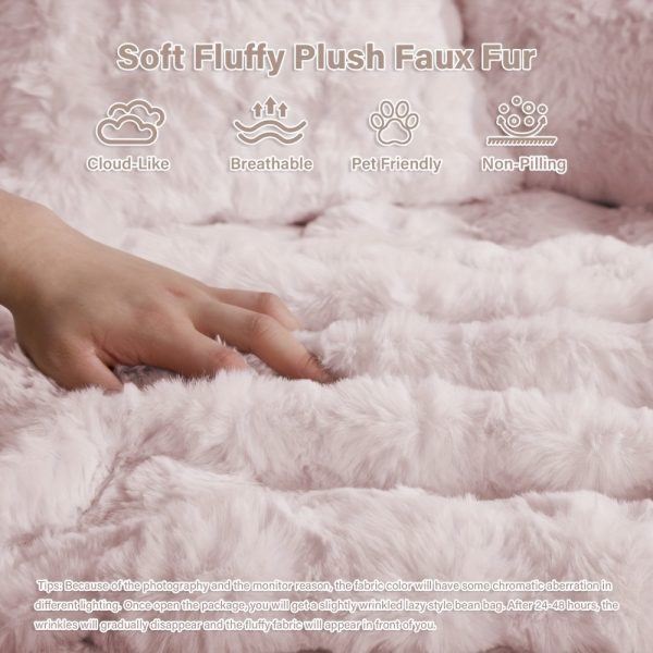 product-fancy-a19e50d8-9cec-4ccc-bb98-48720ce52f25 Oversized Chaise Lounge Chair Indoor with Ottoman 55" W X 75" L Round Reading Chair Plush Faux Fur Corduroy Cloud Circle Boneless Chair with 5 Pillows for Living Room