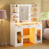 product-fancy-a1c72f40-e053-4f51-a551-e5a99a3466d2 TOMNK Large Dressing Table with LED Mirror, Makeup Vanity, 3 Drawers, 4 Shelves, Ample Storage Space, Suitable for Bedrooms And Bathrooms, in White