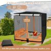 [Heavy-Duty Sandbox Cover] OKEECA Heavy-Duty 420D Oxford Cloth Sandbox Cover with Roof And Foldable Bench | 48 Inches Wide X 48 Inches Deep X 48 Inches High, Black (Excluding Sandbox)
