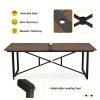 Patio Dining Set Outdoor, Wicker Chairs with Aluminum Frame and Olefin Cushions, Large Wooden Dining Table with Umbrella Hole, Patio Table and Chairs for Yard Garden Porch