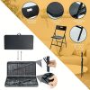 5pcs Card Table And Chairs, Portable And Foldable, 34-inch Plastic Folding Dining Table with Chairs Set Of 4 for Outdoor, Parties, Events, Picnic, Camping, And Game, Black