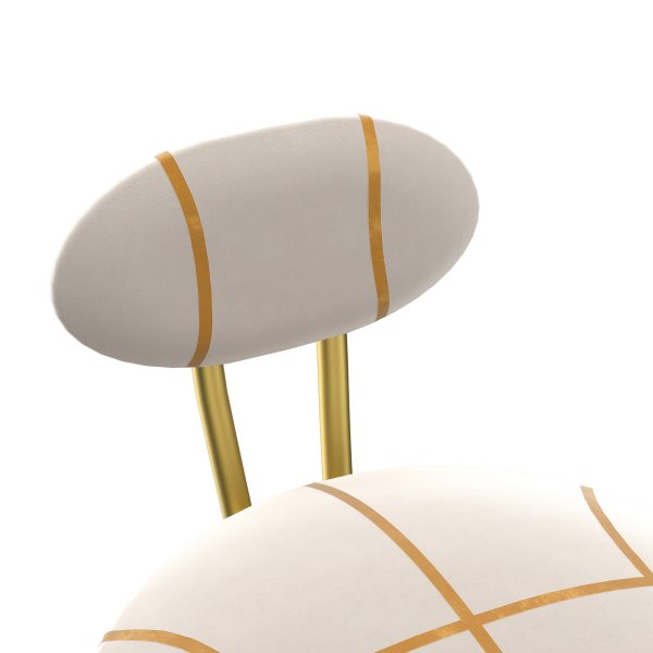 product-fancy-a262023c-2d11-4a56-8130-34a1ee25c287 Pair of Contemporary Velvet Bar Stools with Counter Height, Featuring a Golden Metal Frame And S-Shaped Stripe Backrest, Upholstered Round Chairs Inspired by Basketball And Soccer, Complete with Footrest for Dining Areas, Kitchens, And Bars