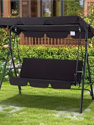 YODOLLA Outdoor Swing Chairs, 2-Person Glider Bench with Detachable Cushion And Adjustable Canopy, Ideal for Garden, Poolside, And Backyard