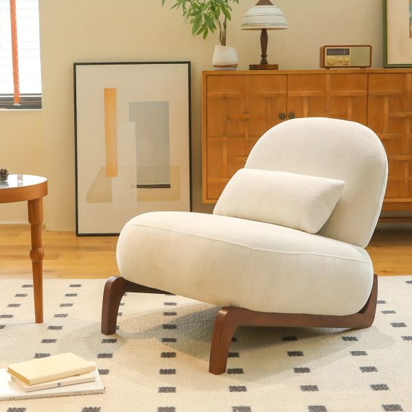 product-fancy-a281c804-07ad-40af-9e91-77d5b0911540 Cute Accent Chair with Solid Wood Legs, Velvet Living Room Chair with Soft Cushion, Cozy Bedroom Chair, Comfy Armless Reading Chair for Apartment, Waiting Room, Balcony