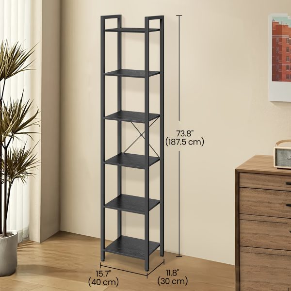 product-fancy-a292d6d0-959b-4ca2-8230-56303f76e4fe Industrial 6-Tier Heavy-Duty Steel Bookcase Shelf - Tall Narrow Vertical Storage Unit with Adjustable Shelves, Freestanding Space-Saving Bookshelf Suitable for Home Office,, Bedroom - Assembly, Modern Industrial