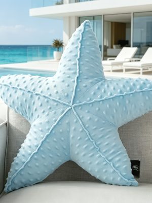 1pc Starfish Shaped Velvet Throw Pillow, Ocean Series Creative Decorative Cushion Pillow, 20.5 X 20.5 Inch