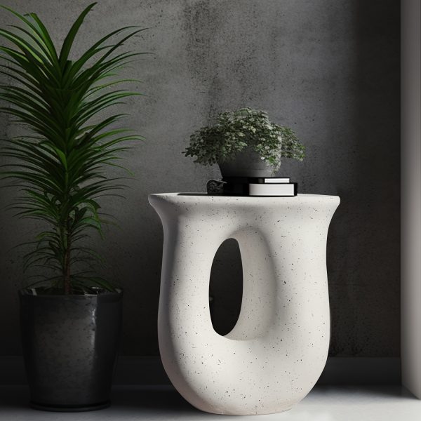 product-fancy-a2adda77-452f-4b63-ba28-2b3c2d9badf4 AESOME Modern Decorative Garden Stool Concrete Side Table Heavy Duty Patio Sturdy Faux Terrazzo Garden Stool Side Table Plant Table For Indoor Covered Outdoor, 17.7" H