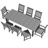HDPE Plastic Wood Patio Table and Chair Set, Outdoor Garden Leisure Table and Chairs, Durable and Easy to Clean