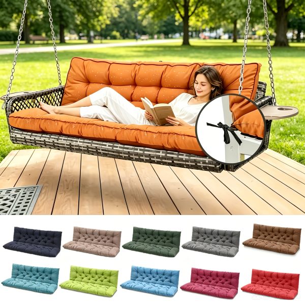 product-fancy-a2fc9695-8a3b-4886-9017-16911c235dd2 3-Seater Waterproof Outdoor Porch Swing Cushion with Backrest - Suitable for Outdoor Furniture, Thick 5" Cushion, Machine Washable Suitable for Patio Bench, Garden Swing Chair, Backyard Cushions for Poolside and Deck