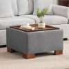 product-fancy-a30ca41b-40d9-4d8d-a008-e4dca670b2a5 24" Square Ottoman Coffee Table With Storage, Fabric Ottomans With Tray And Solid Wood Legs For Living Room, Bedroom And Apartments, Small Modern Ottoman Tea Table With Lift-Off Lid