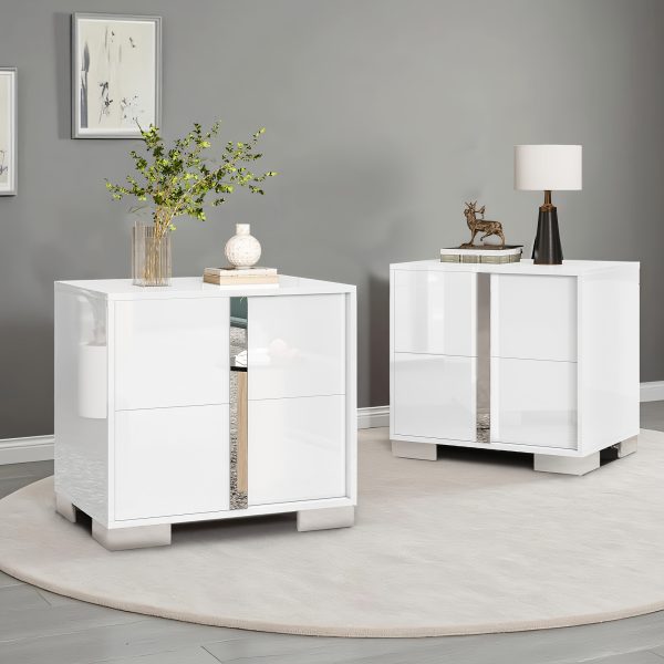 product-fancy-a321a5a4-1a98-44e8-bd58-d44a35322ddc Modern Nightstand with Drawers - High-Gloss Bedside Table Suitable for, MDF/Fiberboard, Space-Saving End Table with Pull Handle, Assembly for Small Bedrooms & Contemporary Decor, Assembly Required