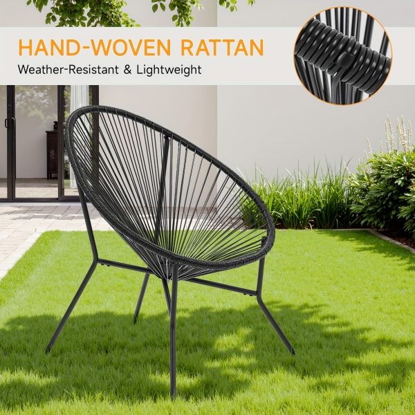 product-fancy-a33b4c2f-0f3d-48e4-9b52-5c288e22b7b4 Set of 2/4/6 Acapulco Chairs for Outdoor Use, Contemporary Patio Furniture Collection, Woven Bistro Set Featuring a Metal Frame Suitable for Balconies, Lawns, Porches, And Gardens, in Black Color