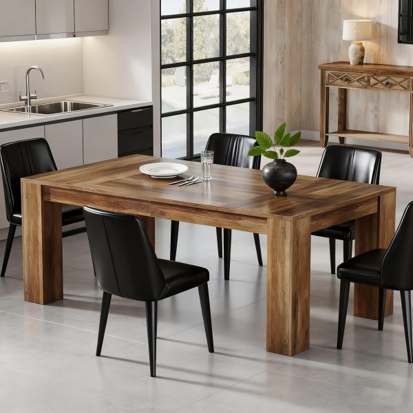 Rectangular Dining Table Measuring 63 Inches, Suitable for 4 to 6 Individuals, Perfect for Kitchen Or Dining Room Use, Featuring a Farmhouse Wooden Design