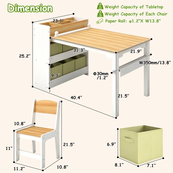 product-fancy-a3528348-4015-4cc1-a6b9-a563a386b068 Children's Folding Art Desk & Chair Set with Storage Box & Tissue Holder - Wooden Table and Chair Suitable for, Assembly Compact Folding for Room, Playroom, Learning Table