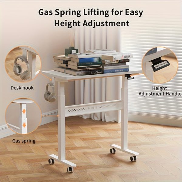product-fancy-a36f6906-c884-48bb-9184-87853e8f2993 Wheeled Mobile Standing Desk, Pneumatically Adjustable Height Desk for Walking, Rolling Computer Workstation for Home Office