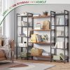 product-fancy-a373a1ac-01ad-4285-8c35-412b39da4a2b 1pc 5 Tier Corner Bookcase, Metal Flower Stand for Plants, Magazine Holders, Wood And Metal Corner MultiShelf Bookcase for Living Room, Kitchen, Home Office, Black
