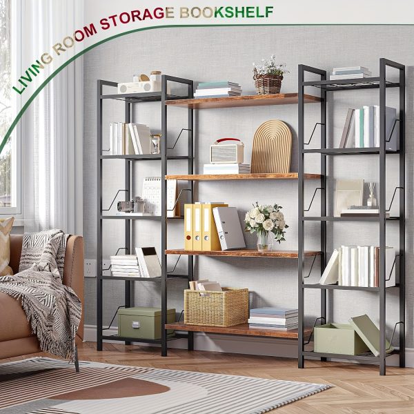 product-fancy-a373a1ac-01ad-4285-8c35-412b39da4a2b 1pc 5 Tier Corner Bookcase, Metal Flower Stand for Plants, Magazine Holders, Wood And Metal Corner MultiShelf Bookcase for Living Room, Kitchen, Home Office, Black