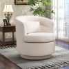 product-fancy-a384e0d8-a2ab-4794-aefc-d2ce253c01f4 Beige Upholstered Swivel Chair with a Pillow, Perfect for Accenting Your Living Room, Bedroom, Or Reading Area
