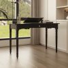 product-fancy-a38f97d1-58a3-40c3-8fdc-6cbd0cc2f79c 47.2'' Classic Rubberwood Writing Desk with Artistic Legs And Storage Drawer, Modern Computer Desk Workstation with Spacious Desktop, Timeless Design for Home And Office, Black