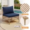 product-fancy-a3a90ec4-28ae-40cf-8970-9463bc5589ff 7pcs Outdoor Wicker Patio Furniture Set, Rattan Sectional Sofa with Cushions And Coffee Table, Suitable for Backyard, Poolside, Porch, Garden, Sectional Patio Furniture, Patio Table, Outdoor Table, L-shaped Patio Sofa Set