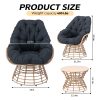 3pcs Outdoor Patio Furniture Set with 360° Swivel Chairs & Coffee Table - Wicker Conversation Set Suitable for Porch, Backyard,, Deck - Cushioned Seating, Wicker Chairs and Table for Poolside, Balcony, or Terrace