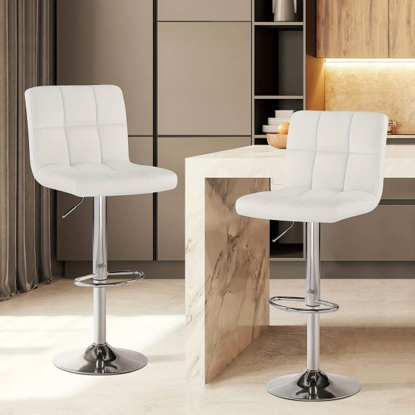 product-fancy-a3dc9eea-29f9-4da7-8176-864e04ee7162 Adjustable Armless Swivel Bar Stools Set - Hydraulic PU Leather with Thickened Seat Cushion & Backrest for Kitchen Counter Height Home Bar