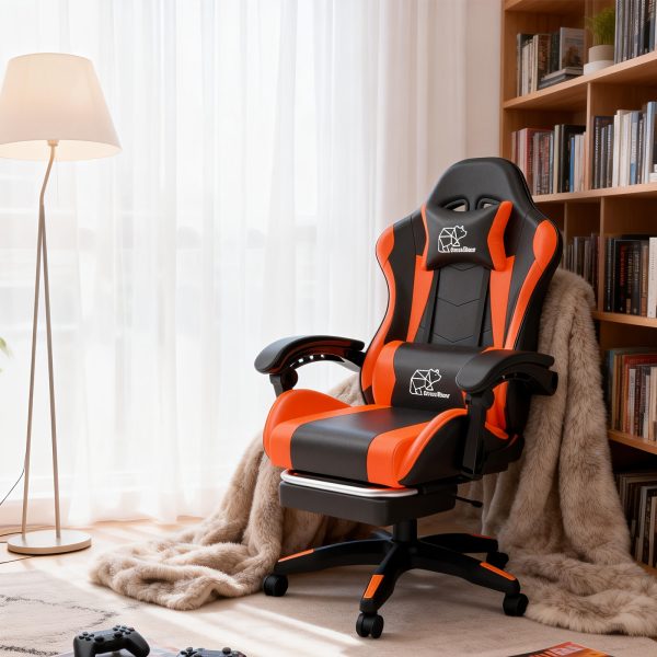 product-fancy-a3e84ed2-e04a-47dc-81c7-c3d41bec689c 1pc E-sports Chair, Suitable for Adults And Teenagers, Featuring A Lumbar Support, And Fixed Armrests. with Foot Supports, An Ergonomic Seat, Home Office Settings, Modern Gaming Chairs, High-quality Padding, Suitable for Home And Office Use