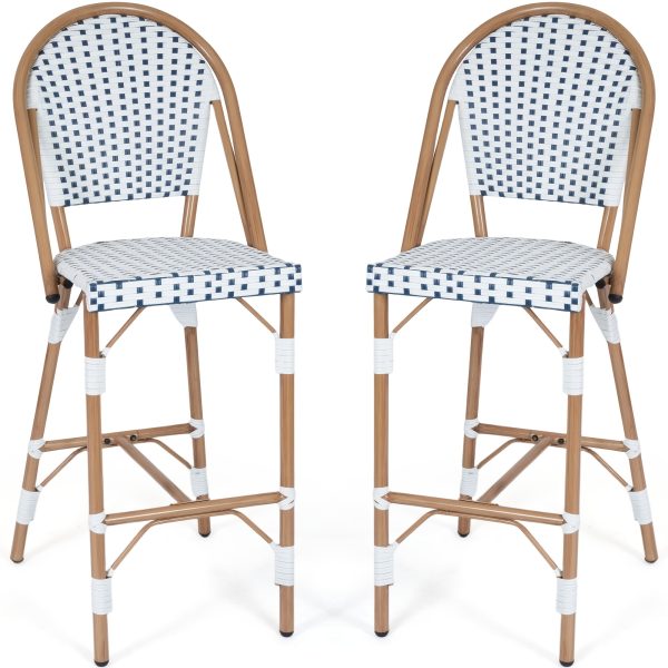 product-fancy-a3e85a8a-291e-4900-93a0-2172ece0887d French Counter Height Bar Stool Set of 2, 30" Patio Rattan Bar Stool Chairs, Outdoor Armless Barstools for Porch Garden Indoor