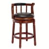product-fancy-a42475b7-6b8e-4c8b-bb52-05cddd39a831 360° Swivel Modern Bar Stool with Premium Leather Seat and Dark Wood Finish - Hand-Nailed Trim, Durable Rubberwood Construction, Suitable for Kitchen Island, Home Bar, or Dining Area