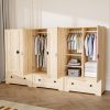 product-fancy-a4417c03-1110-4388-887a-7e553c09fc17 Bonnlo Freestanding Wide Armoire Wardrobe Closet with Shelves, Hanging Rod And Drawers for Bedroom