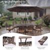 9pcs Cast Aluminum Outdoor Patio Dining Set - Ornate Scrollwork Design, Weather-Resistant Rust-Proof Frame, Oval Table And 8 Cushioned Chairs, Suitable for Garden, Backyard And Poolside Seating