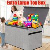 31.7gal Extra Large Box, Collapsible Sturdy Kids Chest For Boys, Girls, Kids, Storage Organizer Bins With Lids, Box Basket For Living Room, Bedroom, Nursery