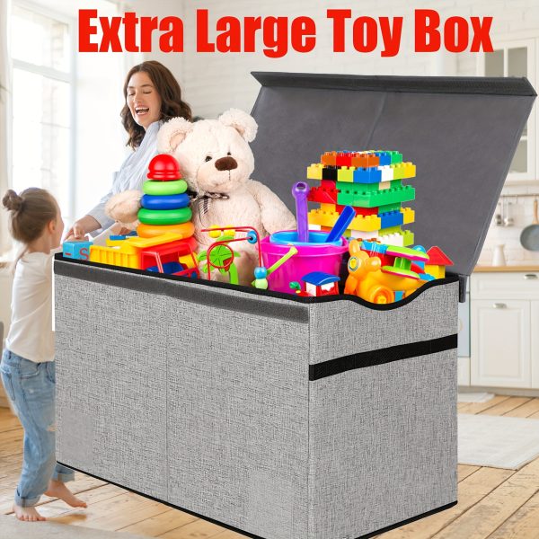 31.7gal Extra Large Box, Collapsible Sturdy Kids Chest For Boys, Girls, Kids, Storage Organizer Bins With Lids, Box Basket For Living Room, Bedroom, Nursery