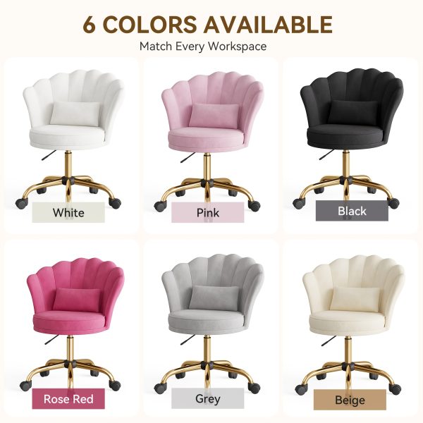 product-fancy-a4acf204-9aee-40be-9b8d-316c06637c07 Girls' & Women' Luxury Velvet Tufted Vanity Chair with Wheels - Height Adjustable Upholstered Desk Chair Suitable for Bedroom, Living Room, Dressing Table, Soft Cushioning, No Assembly Required, Contemporary Petal for Home Office
