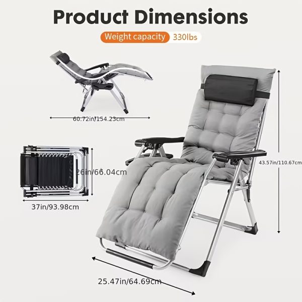 product-fancy-a4ae1f80-e7e3-404b-bbd6-6512587a640e Zero Gravity Recliner, Foldable Patio Chair --- Includes Cup Holder Tray; Removable Cushion; Ideal For The Beach, Patio, Or Poolside
