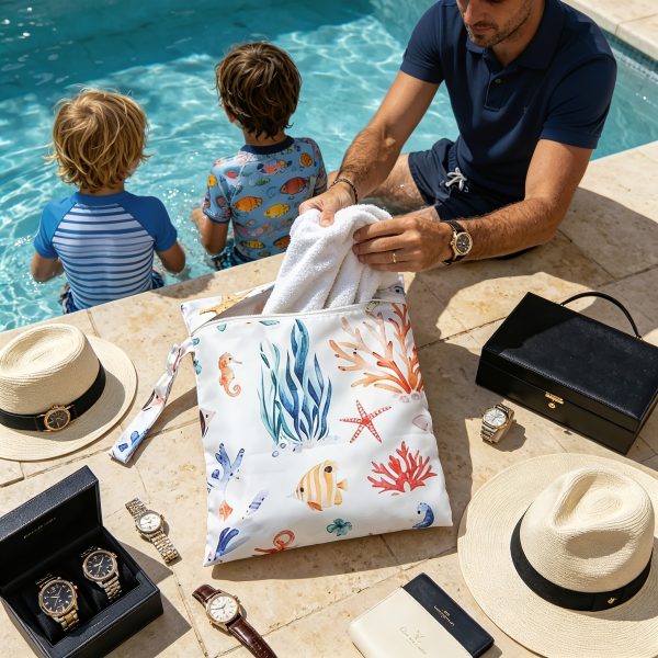 product-fancy-a4c81bd2-aaa8-40a9-bbf1-9594c885a922 Reusable Wet Bag for Diaper Storage, 9.84in*12.2in, Perfect for Storing Swimwear, Travel Essentials, Beach Items, Pool Supplies, Dirty Workout Gear, and Cosmetics. Ideal for Beach Weddings and as Themed Gifts, Suitable as Holiday Presents