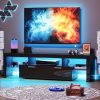 product-fancy-a4d6ad8d-b6c7-4e5b-b2a9-40dffc8858f6 71" High Gloss LED TV Stand for 55/65/75/80 Inch TVs, Gaming Entertainment Center with Cabinet for PS5, Modern Media Console TV Stand with LED Lights, Wood Television Stand with Storage for Living Room, Game Room, Bedroom, White/Black