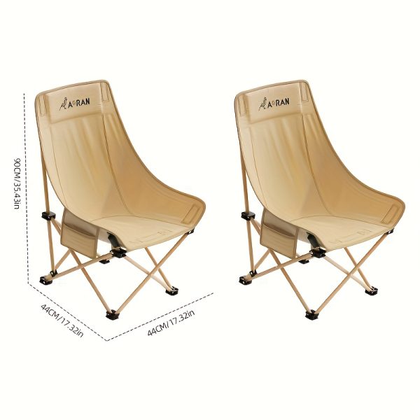 product-fancy-a4e91965-9bfd-4f02-b099-7e7cceac3a10 2 High-backed Moon Chairs Come with A Storage Bag for Easy Folding And Storage - Durable Iron Alloy, Suitable for Courtyards, Outdoor Leisure, Camping And Fishing Beach Chairs